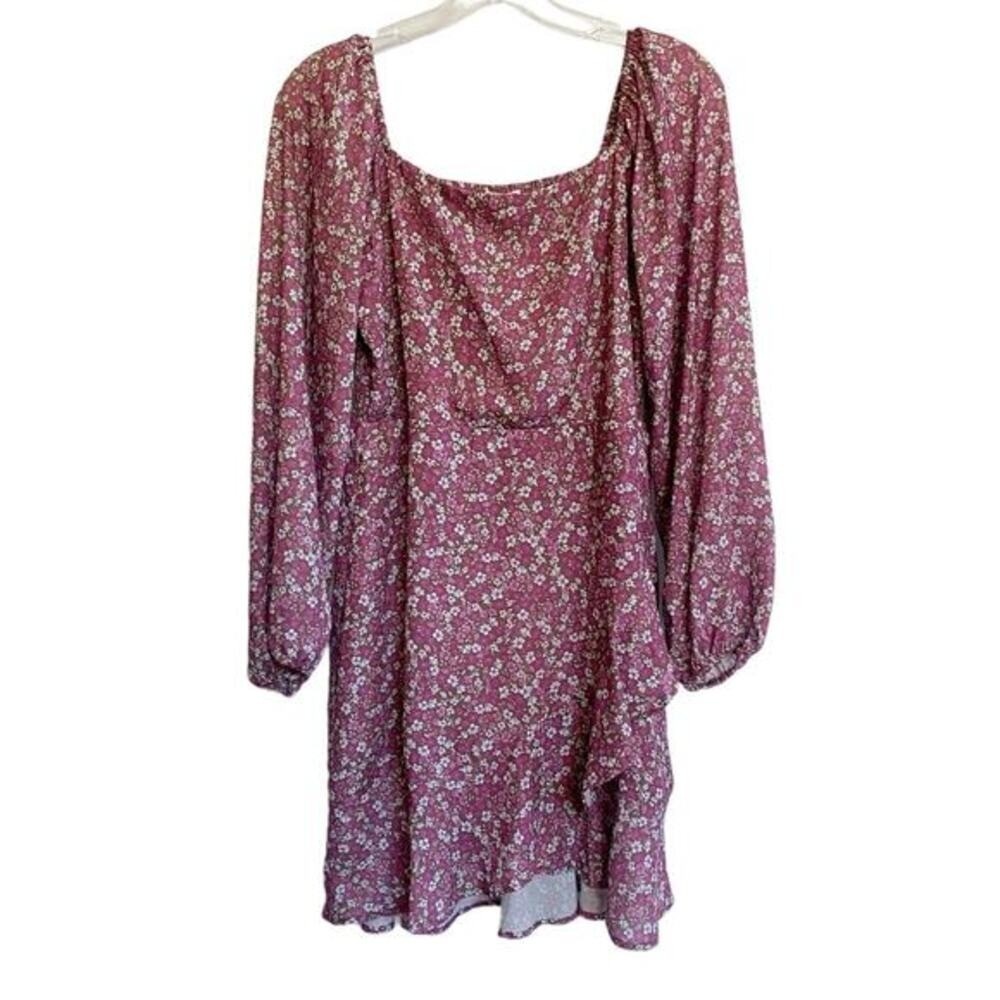 Peach Love California Mauve Pink Floral‎ Smocked Mini Dress D61756-01 Womens M